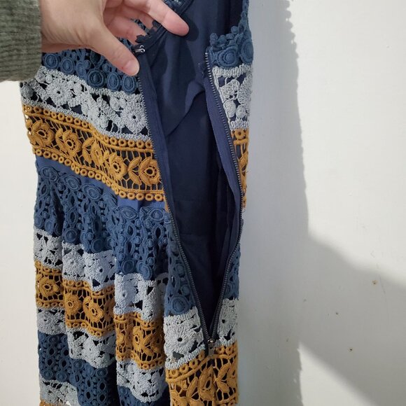 MAEVE Women's 12 NWT Crochet Striped Sleeveless Fit & Flare Knee Length Dress - Picture 7 of 14